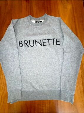 Brunette The Label Grey Crewneck Sweatshirt with Black Logo size xs